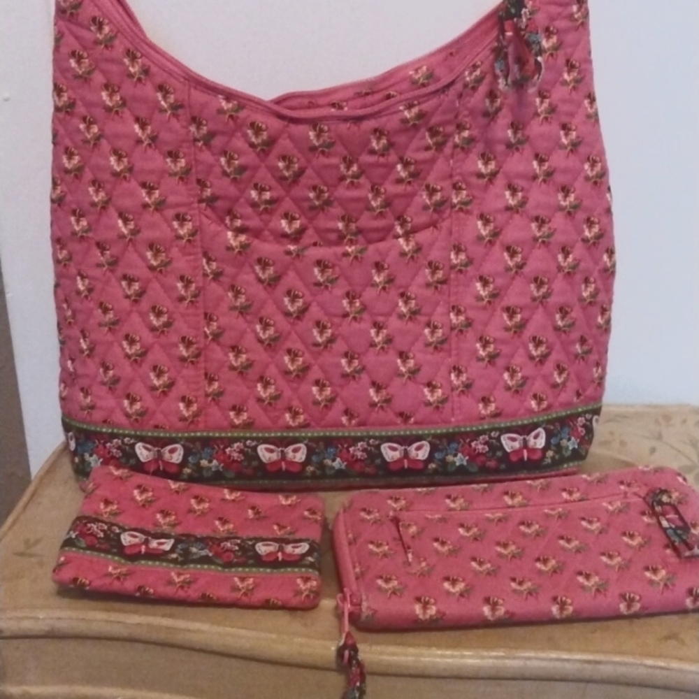 Vera Bradley vintage 90s style floral butterfly purse wallet and change purse